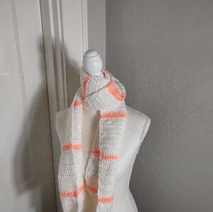 Cozy White and Pink Striped Scarf
